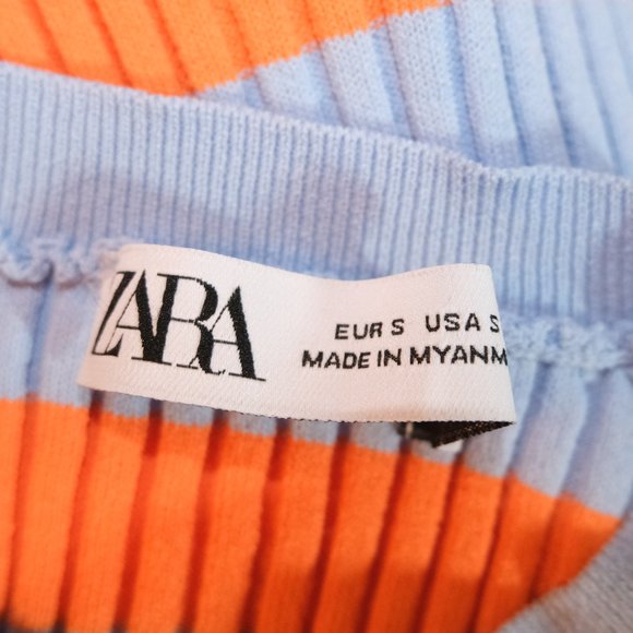 Zara Striped Long Sleeve Top in Orange and Blue - Picture 8 of 8